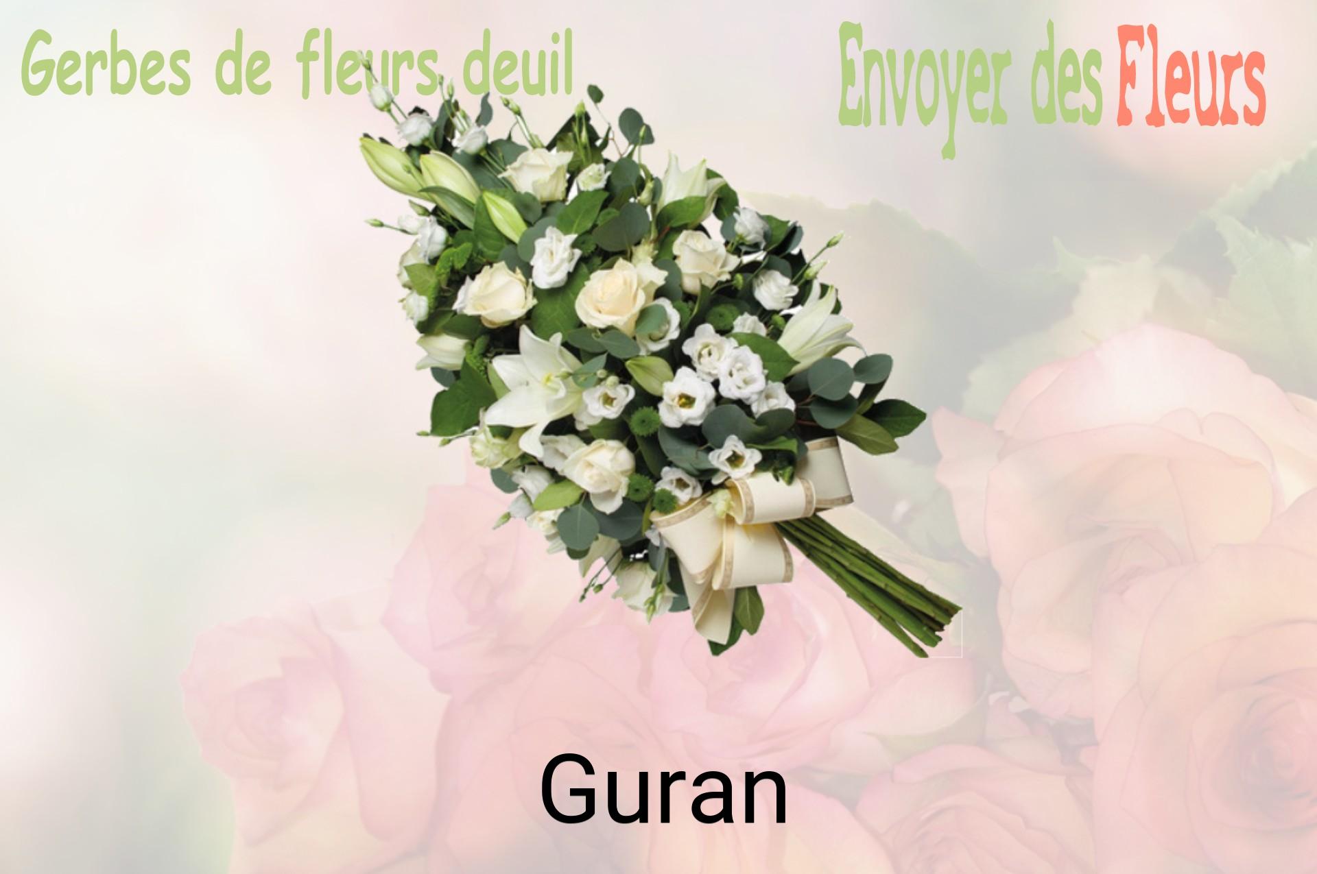 Gerbe de fleurs de deuil livrée à Guran
